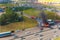Ufa, Russia, 13 May, 2019: Burning car Fire suddenly started engulfing all the car a truck overheated on Salavat Yulaev