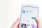 Ufa, Russia January 30, 2019: Social media skype app icons on smart phone touchscreen mobile internet technology