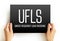 UFLS - Under Frequency Load Shedding acronym text on card, abbreviation concept background