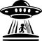 UFO Abduction Spaceship Logo Monochrome Design Style