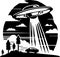 UFO Abduction Spaceship Logo Monochrome Design Style