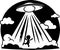 UFO Abduction Spaceship Logo Monochrome Design Style