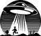 UFO Abduction Spaceship Logo Monochrome Design Style