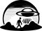 UFO Abduction Spaceship Logo Monochrome Design Style