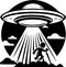 UFO Abduction Spaceship Logo Monochrome Design Style