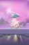 Ufo above the clouds. Concept. Cartoon style. EPS 10