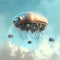 UFO, an alien plate hovering,Extraterrestrial life, space travel, humanoid spaceship,AI generated