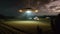 UFO, alien spacecraft hovered above a farmhouse