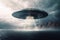 UFO, an alien spaceship hovered over the surface of the water.