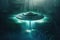 UFO, an alien spaceship hovered over the surface of the water.