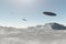 UFO alien spaceships flying over mountains