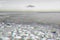 UFO, alien and viewfinder on a camera screen with a spaceship in the sky over area 51. Camcorder, spacecraft and
