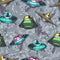 UFO aliens colorful seamless pattern