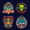 Ufo and aliens set of four colored vector emblems