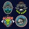 Ufo and aliens set of four colored vector emblems