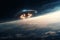 UFO approaching Earth from space, with a sense of mystery and intrigue. Alien encounter concept. Ai generated