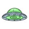 UFO. Cartoon alien spaceship. Cosmic ship in form saucer.
