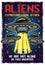 UFO colored vector poster with headline aliens