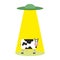 UFO and cow. Aliens abduct cattle.