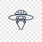 UFO and Cow concept vector linear icon isolated on transparent b