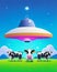 UFO Encounter on the Meadow: Three Cows and the Flying Saucer