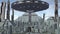 UFO flying above futuristic pyramid city 4K