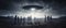 UFO flying above a group of people