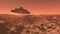 UFO flying over the Mars, Alien intergalactic saucer