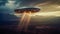 UFO Flying Saucer Spaceship Alien Spacecraft Science Fiction Desert Universe AI Generated