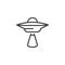 Ufo flying spaceship line icon