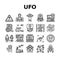Ufo Guest Visiting Collection Icons Set Vector
