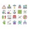 Ufo Guest Visiting Collection Icons Set Vector .