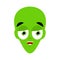 UFO happy Emoji. Green alien face laughs emotion. martian avatar