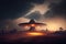 ufo hovering over landing strip of secret cosmodrome