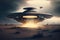 ufo hovering over landing strip of secret cosmodrome