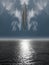 UFO hovers over ocean surface