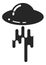 Ufo icon. Alien space ship with rays of abduction