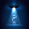 UFO invasion light beam with alien