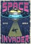 UFO kidnapping vintage poster colorful