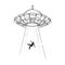 UFO kidnaps human engraving vector