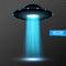 UFO light beam. Alien transport futuristic bright light in dark