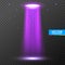 UFO light beam. Alien transport futuristic bright light in dark on transparent. UFO spaceship glow effect design