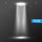 UFO light beam. Alien transport futuristic bright light in dark on transparent. UFO spaceship isolated glow effect design