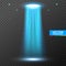 UFO light beam. Alien transport futuristic bright light in dark on transparent. UFO spaceship isolated glow effect design