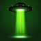 UFO light beam. Alien transport futuristic bright light in dark. UFO spaceship isolated glow effect design