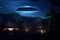 UFO on Mexico jungles during night. Generative AI