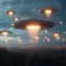 UFO mystery Disc shaped UFOs in the sky, extraterrestrial civilization concept