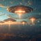 UFO mystery Disc shaped UFOs in the sky, extraterrestrial civilization concept