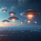 UFO mystery Disc shaped UFOs in the sky, extraterrestrial civilization concept