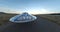 Ufo space ship floating on the road again